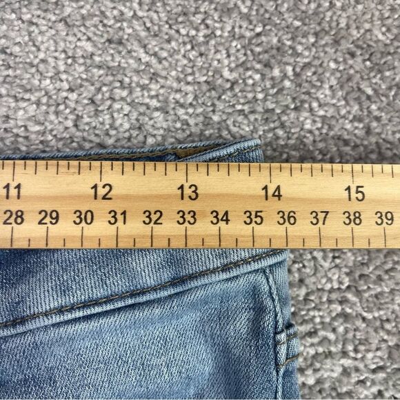 Oat New York Jeans Women’s 6 Flare High Rise Light Wash Fray Hem Denim Stretch - Picture 8 of 12